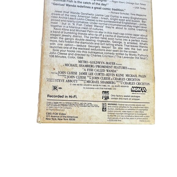 A Fish Called Wanda (VHS) Jamie Lee Curtis - Picture 4 of 4